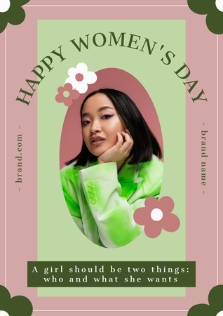 International Women's Day Greeting with Inspirational Phrase Poster – шаблон для дизайну