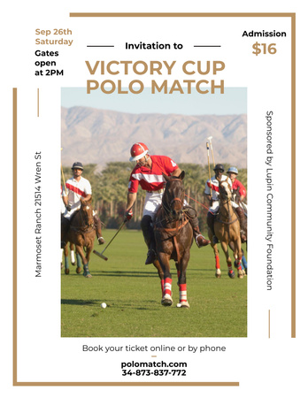 Polo Competitions with Players on Horses Flyer 8.5x11in Πρότυπο σχεδίασης