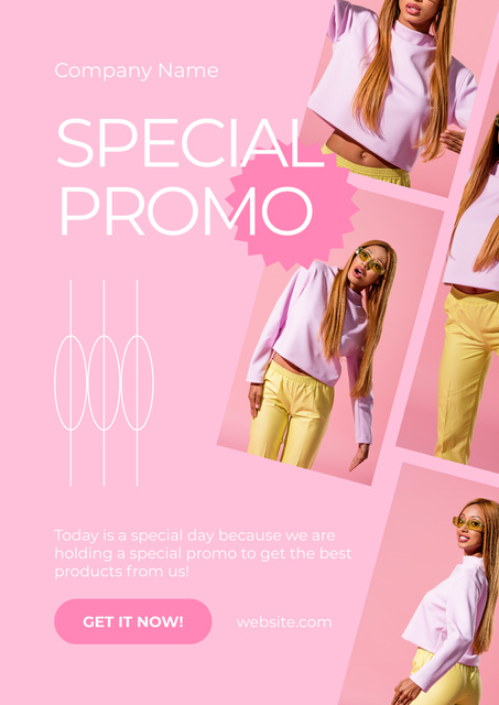 Special Pink Promo For Women's Outfits Poster Design Template