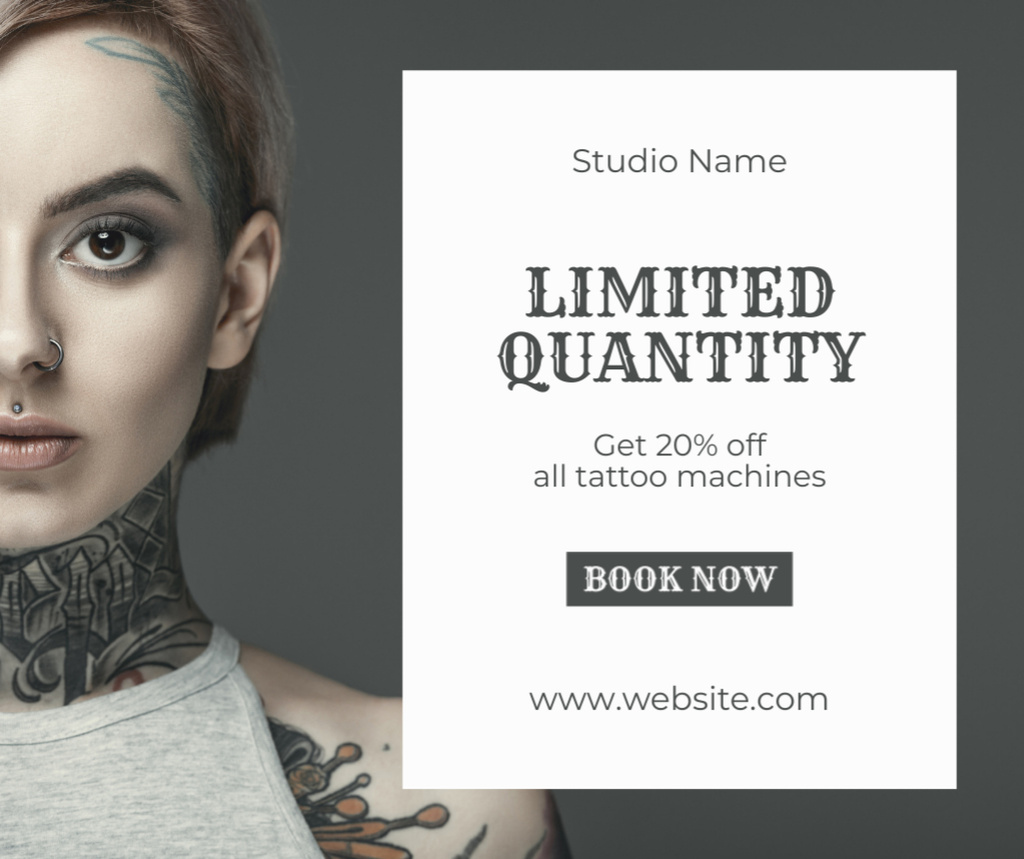 Designvorlage Limited Tattoo Machines With Discount Offer für Facebook