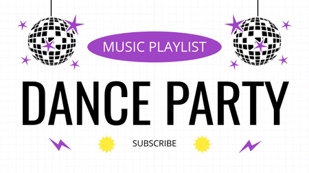 Zenei lejátszási lista hirdetése táncpartihoz Youtube Thumbnail tervezősablon