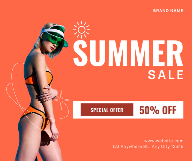 Plantilla de diseño de Summer Special Offer of Bright Orange Facebook 