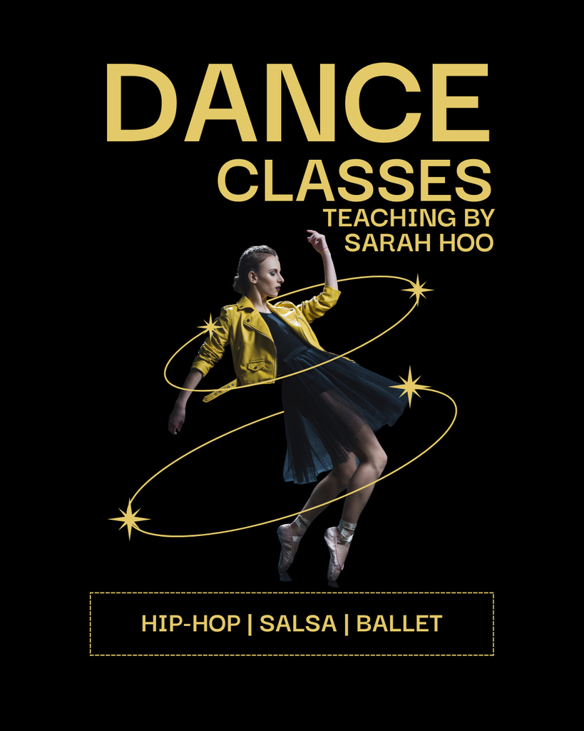 Dance Classes Ad with Teacher Instagram Post Vertical Design Template