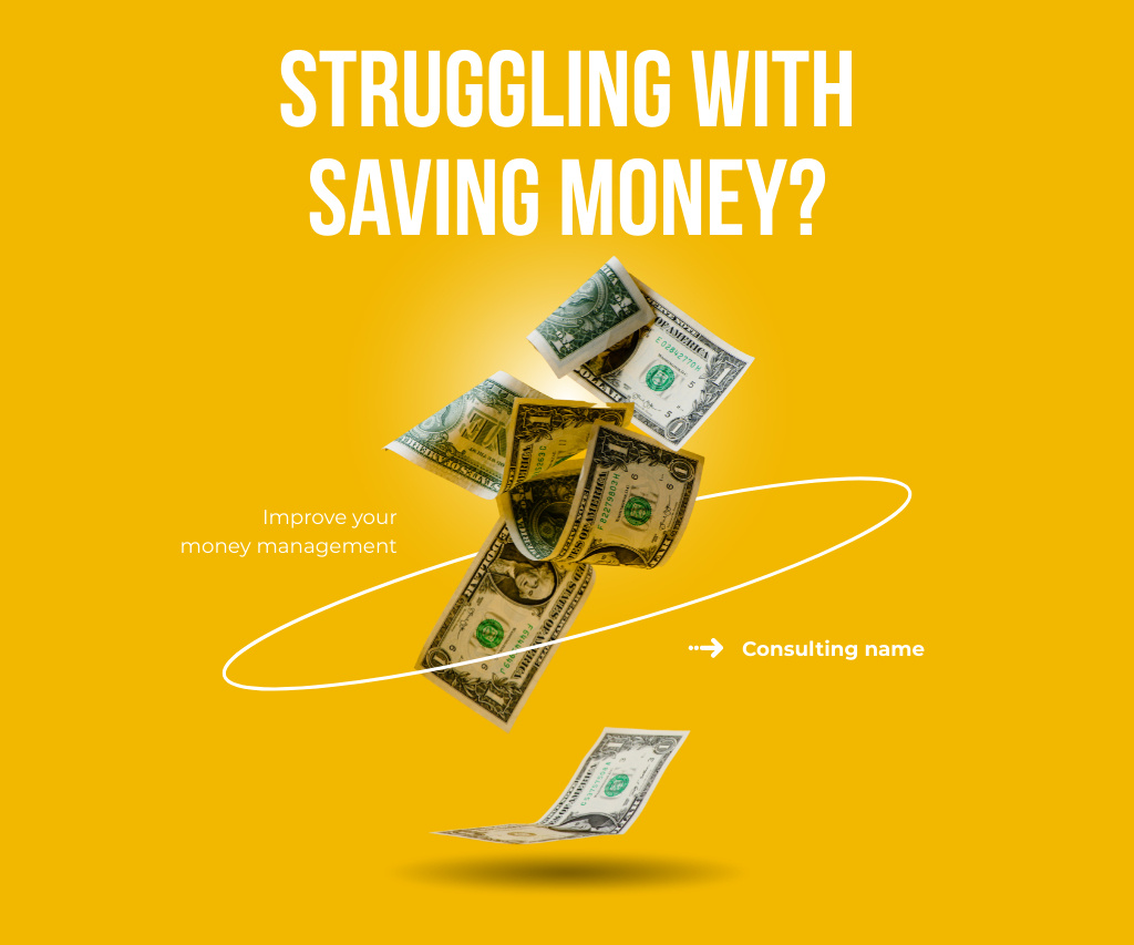 Money Saving Tips with Dollars Large Rectangle Tasarım Şablonu