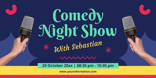 Announcement of Comedy Night Show Twitter Design Template