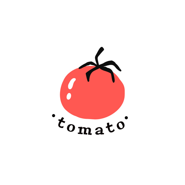 Emblem with Cartoon Tomato Logo 1080x1080px – шаблон для дизайна