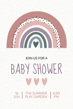 Baby Shower Holiday Announcement with Rainbow Illustration Invitation 6x9in Design Template