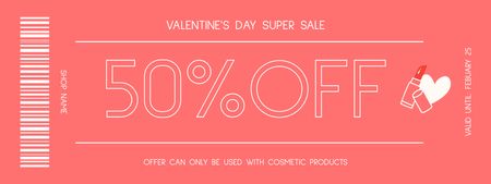 Special Offer Super Discounts on Cosmetics for Valentine's Day Coupon Design Template