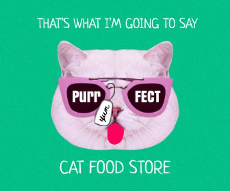 Modèle de visuel Funny Cute Cat in Sunglasses showing Tongue - Large Rectangle