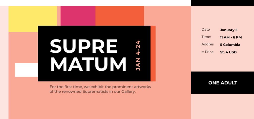 Modèle de visuel Artworks Exhibition Of Suprematists - Ticket DL