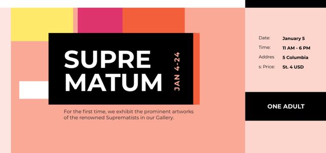 Artworks Exhibition Of Suprematists Ticket DL Tasarım Şablonu