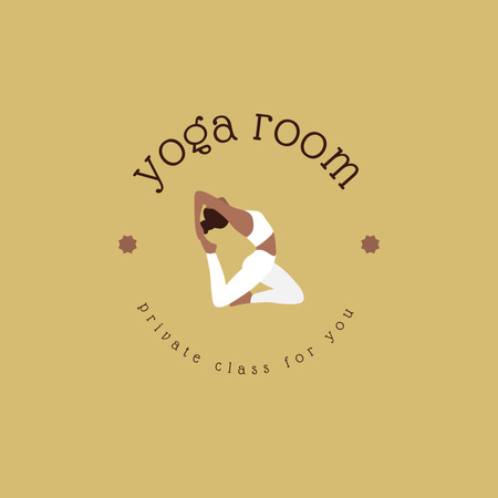 Yoga Class Ads with Meditating Woman Logo 1080x1080pxデザインテンプレート