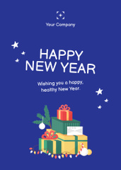 Cute New Year Wishes with Colorful Presents and Garland