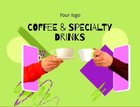 Special Offer of Coffee and Special Drinks Postcard 4.2x5.5in Tasarım Şablonu