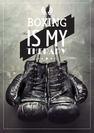 Sport Quote with Boxing Gloves on Wall Poster Design Template