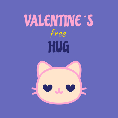 Valentines Day Greeting with Cute Cat Instagram Design Template