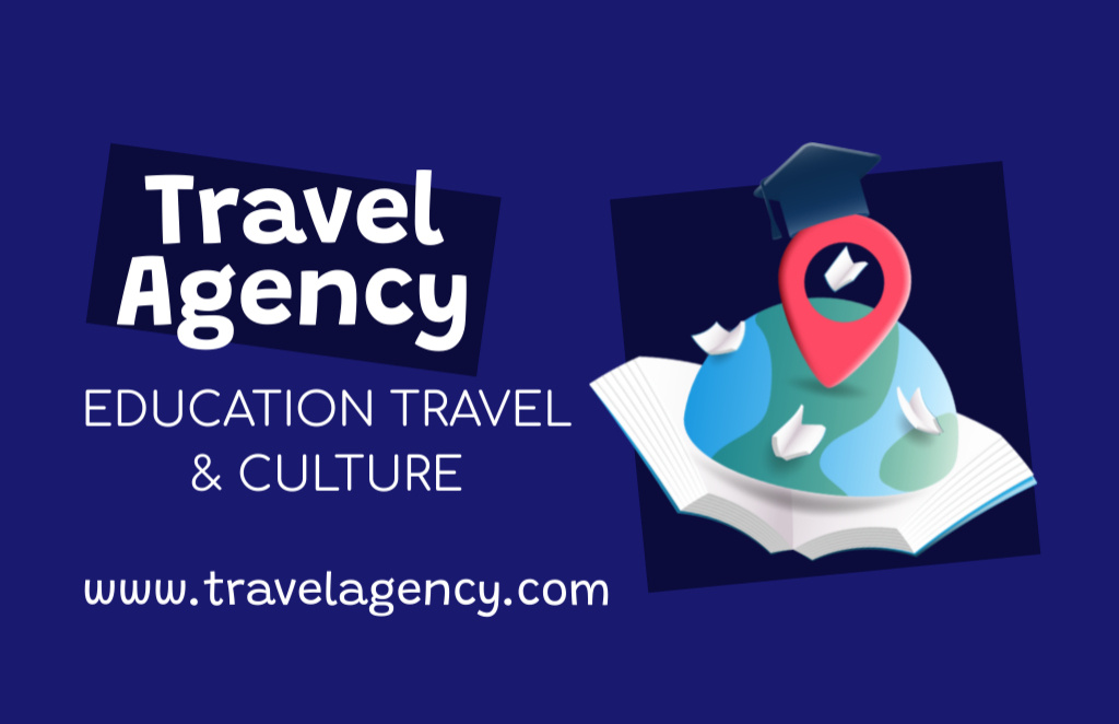 Designvorlage Education Travel Agency Services Offer für Business Card 85x55mm