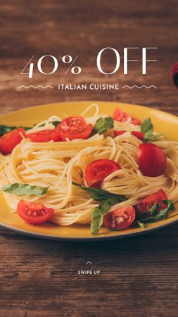 Pasta Restaurant offer with tasty Italian Dish Instagram Story Design Template
