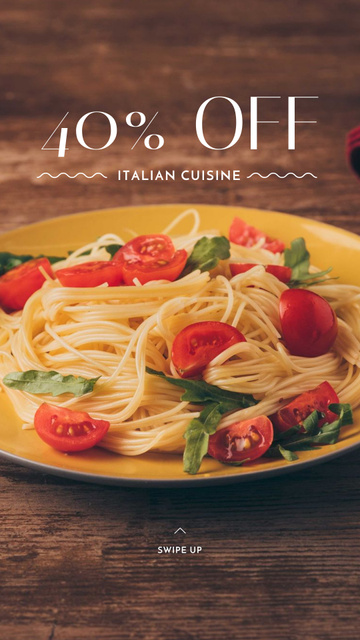 Pasta Restaurant offer with tasty Italian Dish Instagram Story Modelo de Design