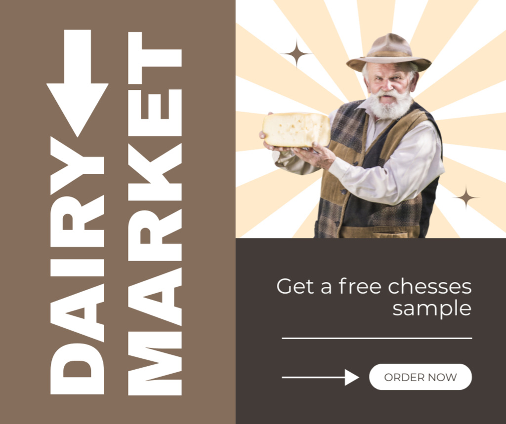 Get Free Cheese Sample at Dairy Market Facebook Modelo de Design