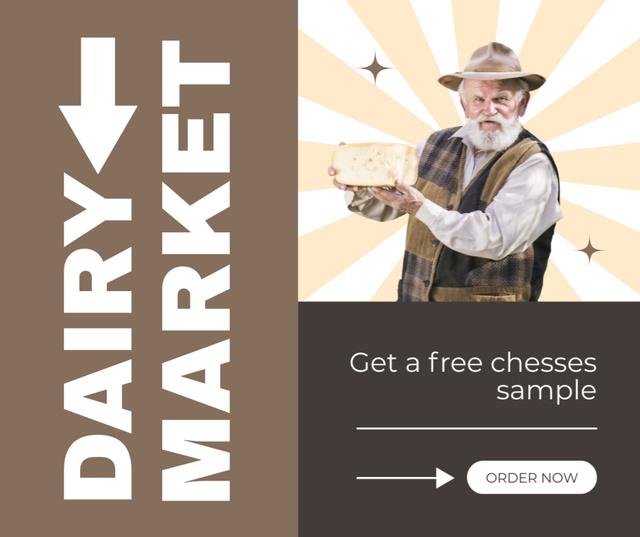 Ontwerpsjabloon van Facebook van Get Free Cheese Sample at Dairy Market
