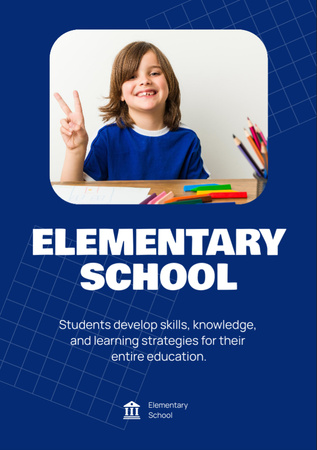 School Apply Announcement with Boy at Lesson Flyer A7 – шаблон для дизайну