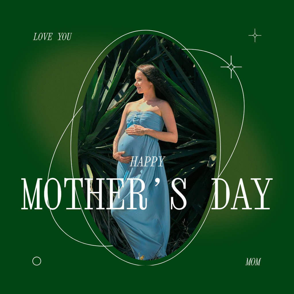 Mother's Day Greeting with Pregnant Woman Instagram Design Template