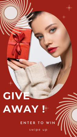 Woman Holding Red Gift Box Instagram Story Šablona návrhu