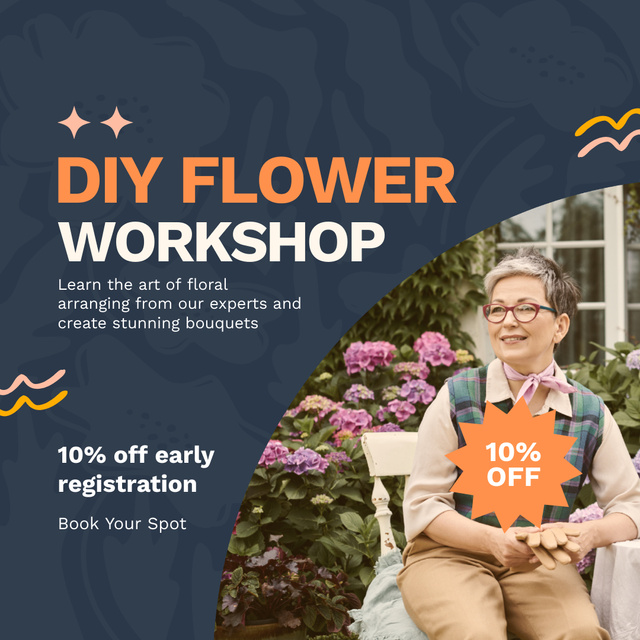 Ontwerpsjabloon van Instagram van Offer Discounts for Early Registration at Flower Workshop