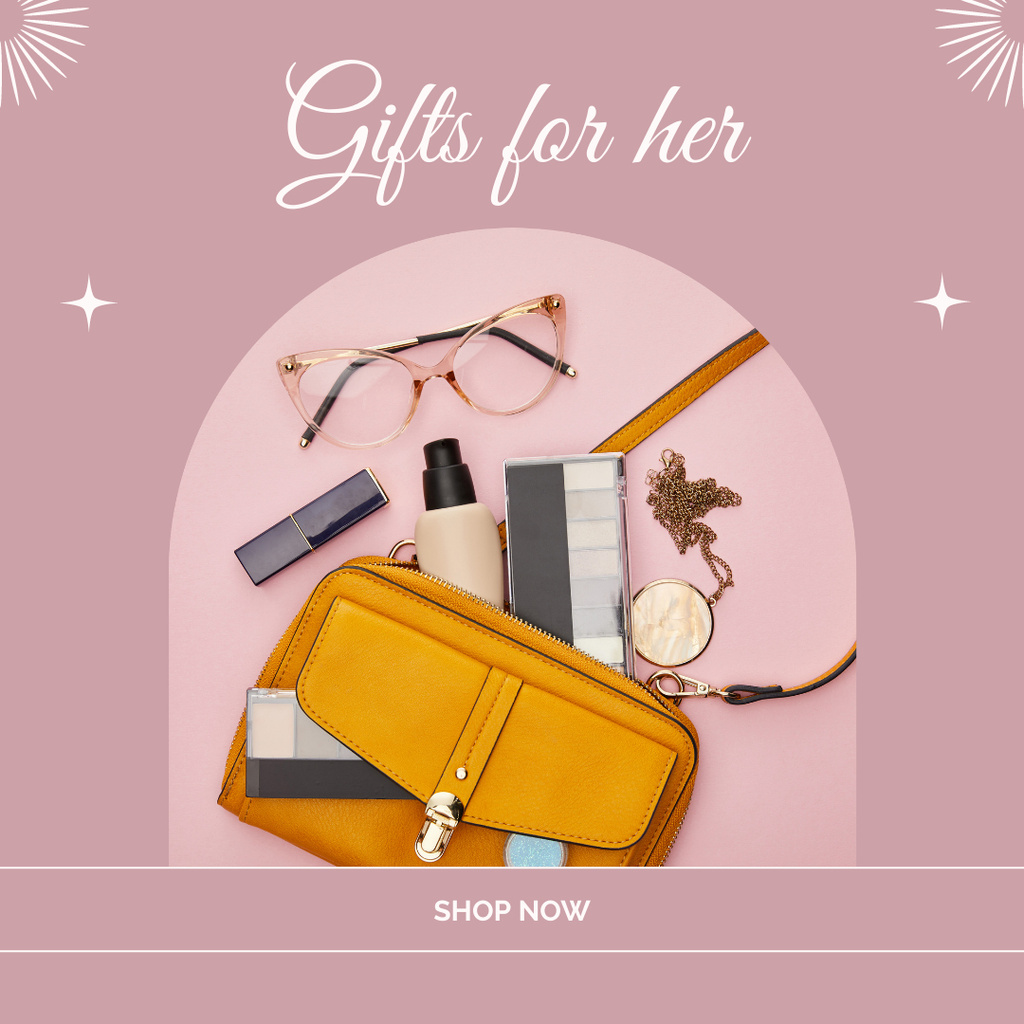 Gift Box for Her with Cosmetics Set Instagram Design Template