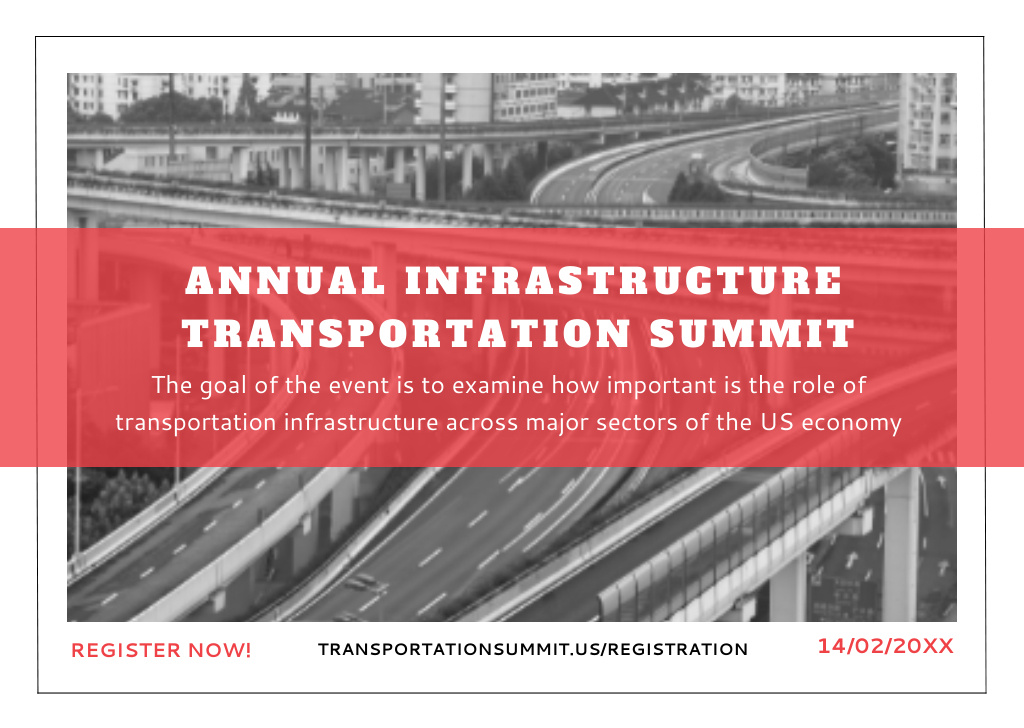 Plantilla de diseño de Annual infrastructure transportation summit Postcard 