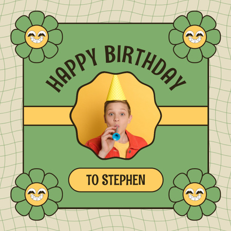 Happy Birthday to a Kid LinkedIn post Design Template