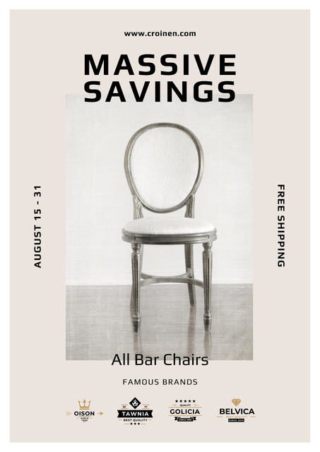 Bar Chairs Offer in White Poster Πρότυπο σχεδίασης