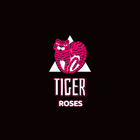 Drawn Pink Tiger Logo Design Template