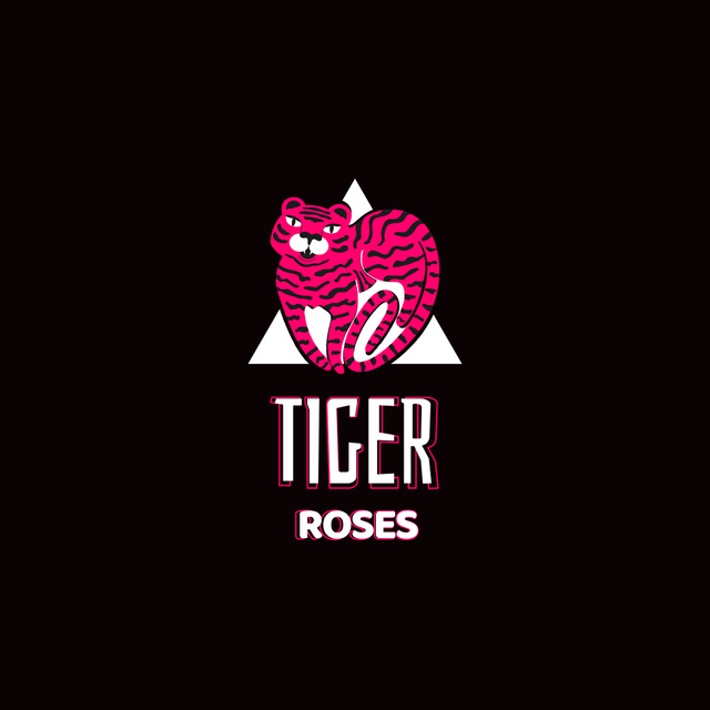 Drawn Pink Tiger Logoデザインテンプレート
