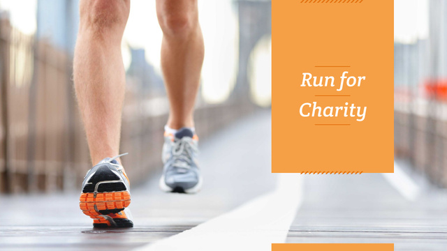 Designvorlage Run for Charity Motivation with Runner für Presentation Wide
