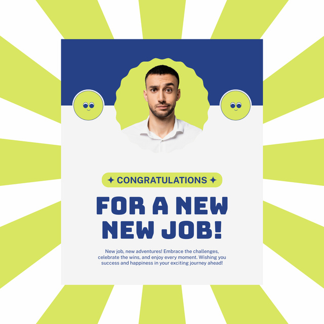 New Job for Young Man LinkedIn post – шаблон для дизайна