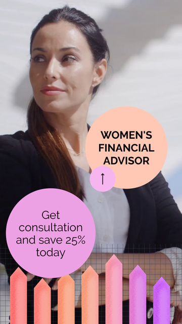 Women's Financial Advisor With Discount On Consultation Instagram Video Story Πρότυπο σχεδίασης