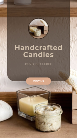 Designvorlage Wir bieten hochwertige handgefertigte Kerzen in Glasgefäßen an. für Instagram Story