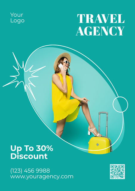 Happy Woman Travels Poster Design Template
