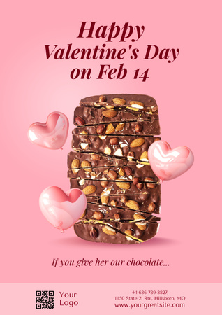 Ontwerpsjabloon van Poster van Aanbieding van zoete chocolade op Valentijnsdag