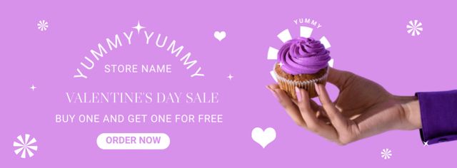 Plantilla de diseño de Valentine's Day Cupcake Sale Facebook cover 