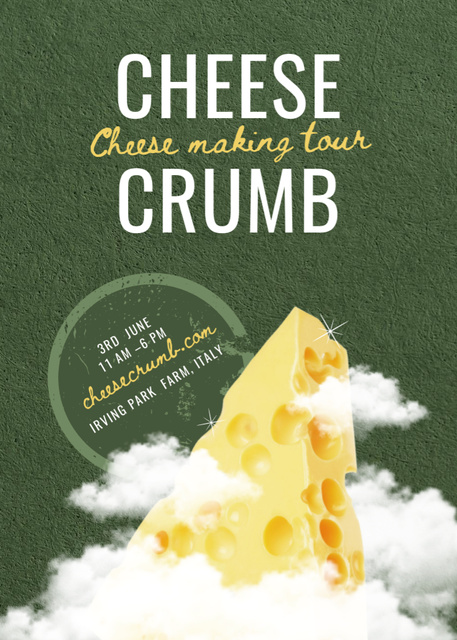 Ontwerpsjabloon van Invitation van Cheese Tasting Ad on Green
