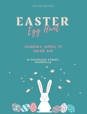 Platilla de diseño Easter Egg Hunt with Bunny Invitation 13.9x10.7cm