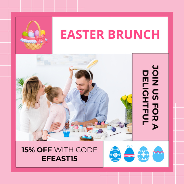 Family on Easter Holiday Brunch Instagram Πρότυπο σχεδίασης