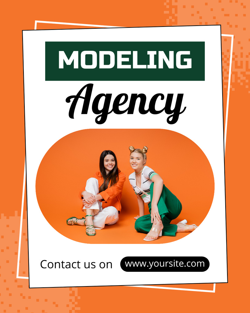 Promo of Professional Modeling Agency on Orange Instagram Post Vertical Πρότυπο σχεδίασης