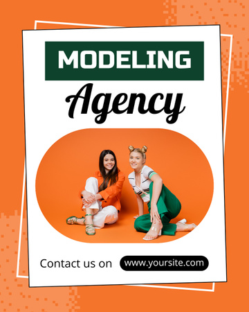 Template di design Promo dell'agenzia di modelle professionali su Orange Instagram Post Vertical