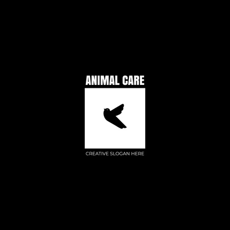 Ontwerpsjabloon van Animated Logo van Animal Care Services embleem met vogel in kooi