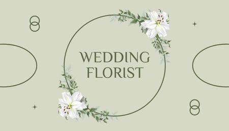Wedding Florist Advertisement on Green Business Card US Design Template