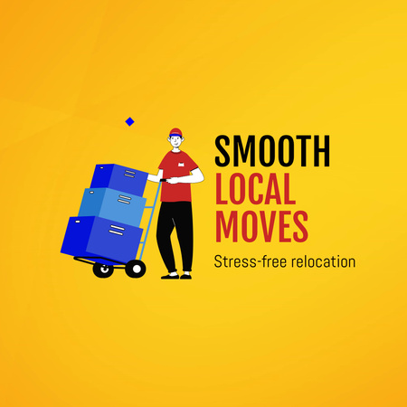 Dependable Moving Service With Mover And Slogan Animated Logo Design Template